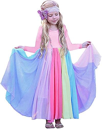 Yürüyor Çocuk Bebek Kız Yaz Elbise Giyim Gökkuşağı Fırfır Askı Elbise Backless Prenses Sundress Playwear Kıyafetler
