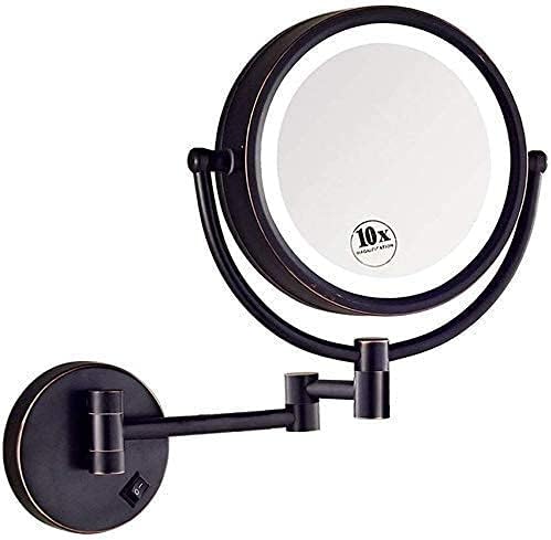Nhlzj XİAOQİANG Tıraş Aynalar Duvara Monte, Makyaj Aynası 10X Büyüteç Tezgah Vanity Aynalar (Renk: Yağ Ovuşturdu Bronz)