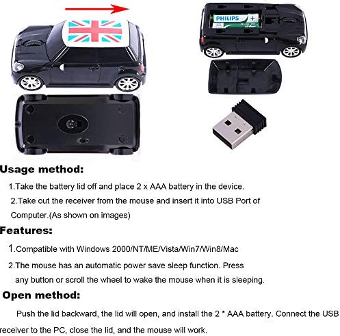 Kamouse Spor Araba Şekilli Kablosuz Fare 3 Düğme Optik Fare Ergonomik Oyun Fareler PC Bilgisayar Laptop ıçin USB Alıcısı ıle