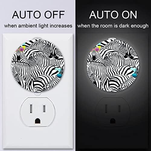 2 Paket Plug-in Gece Lambası LED gece Lambası Zebra Sanat ile alacakaranlıktan şafağa Sensörü için Çocuk Odası, kreş, mutfak,