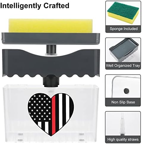 Itfaiyeci Ince Çizgi Amerikan Bayrağı Kalp bulaşık sabunluk Yıkama Sıvı Pompası Sünger Tutucu Temizleme Araçları saklama kutusu