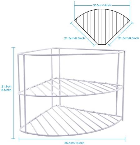Basit Mutfak Rafı Beyaz 252522cm, Sabit Yerleştirme için Üçgen Şekli, Fan Şeklinde Depolama Alanı