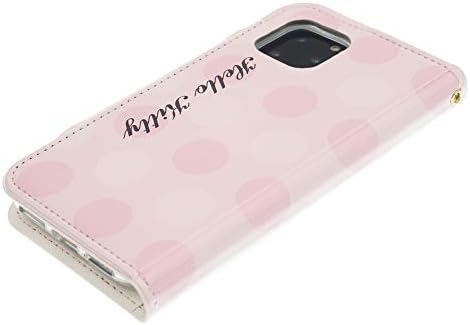 ıPhone 12 Mini Kılıf ile uyumlu (5.4 inç) Günlüğü Cüzdan Çevir Ayna Kapağı-Yüz Düğmesi Hello Kitty Bebek Pembe