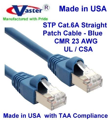 ABD'de Üretilen Süper Kablo-135 Ft-STP Cat6a Ethernet Yama Kablosu-23 AWG-UL CMR-Mavi