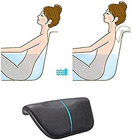 Spa Banyo Yastığı Kaymaz Vantuzlu PU Banyo Yastığı Ergonomik Ev Spa Kafalık Rahatlatıcı Baş Boyun Sırt ve Omuz-Siyah
