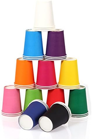 Chenhon Parti Tek Kullanımlık Bardaklar, Düğün ve Parti Bardakları için Kağıt Bardaklar 8oz (Çok Renkli 50 adet)