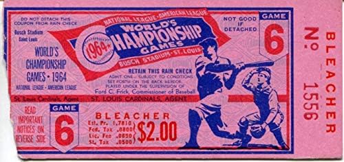 1964 Dünya Serisi Oyun 6 Bilet Saplama Yankees vs Kardinaller Manto HR-MLB İmzasız Çeşitli