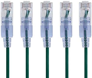 Monoprice Cat6A Ethernet Patch Kablo-0.5 Feet-Yeşil (5 Paket) Ağ İnternet Kablosu-RJ45, Telli, UTP, Saf Çıplak Bakır Tel, 30AWG-SlimRun