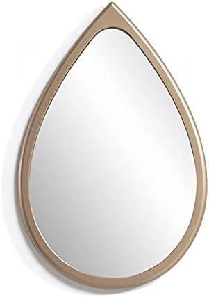 JXCAA Damla Şekli-Ahşap Çerçeve Kozmetik HD Ayna, Modern Duvar Aynası, Dekoratif Asılı Ayna, Kullanılan Çalışma Odası, Yatak
