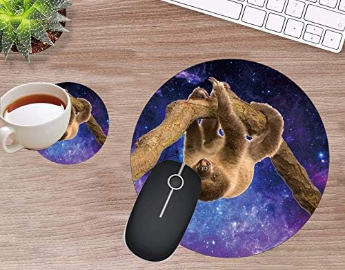 Yuvarlak Mouse Pad ve Bardak Altlığı, Galaxy Tembellik Desen Tasarımı Yuvarlak Kaymaz Kauçuk Mouse Pad, Ev Ofis İş Oyunları