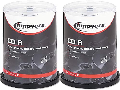 Innovera: Yazdırılabilir Yüzeyli CD-R Diskler, 700 MB / 80 dak, 52x, Mil, Mat Beyaz, 100 / Paket -: - 2 Paket olarak Satılır-