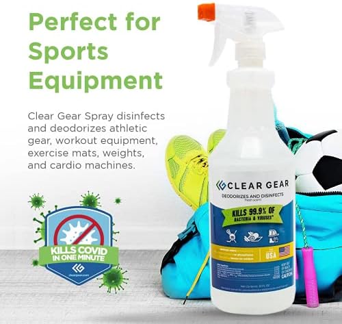 Clear Gear-Spor Malzemeleri, Spor Salonları ve Fitness Merkezleri için Dezenfektan, Temizleyici ve Koku Giderici-EPA Kayıtlı,