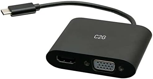 C2G USB C-HDMI ve VGA Çift Monitör Adaptörü-4K 30Hz-Siyah