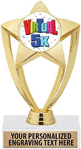 Taç Ödülleri 6 Sanal Run 5K Parlak Altın Yıldız Trophy, Sanal Run 5K Ekle Kupalar Prime