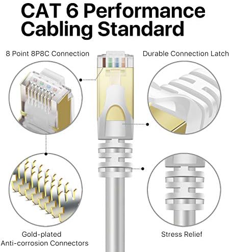 TNP Cat6 Ethernet Patch Kablo (100 Feet, 10 Paket) - Profesyonel Altın Kaplama Snagless RJ45 Konnektör Bilgisayar Ağı LAN Tel