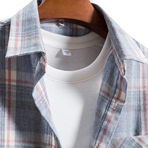 TILCYIME Ekose Gömlek Erkekler Için Uzun Sleevve Turn - Aşağı Yaka Casual Gevşek Bluz T-Shirt Moda Düğme Aşağı Tops Tees