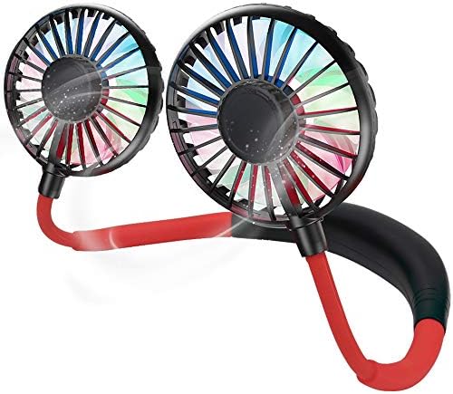 Kişisel Boyun Fanı Taşınabilir Şarj Edilebilir Mini Fan Kulaklık Tasarımı Dönebilen Çift Rüzgar Kafalı El Serbest Boyun Fanı