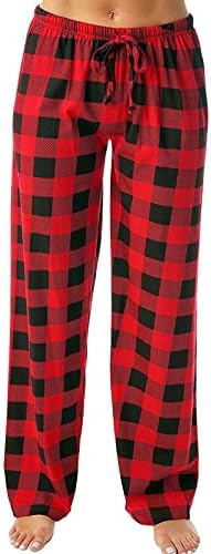 LEXUPA kadın Ekose Pijama Pantolon Uzun dinlenme pantolonu Mikrofleece Yumuşak Pijama Kış Pj Dipleri ile Cepler S-XXL