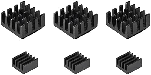 KFıdFran Siyah Kendinden Yapışkanlı Alüminyum Soğutucu için RPI 2B,14x14x7mm, 8. 8x8. 8x5mm, 3 Set Toplam 6 adet(Schwarzer