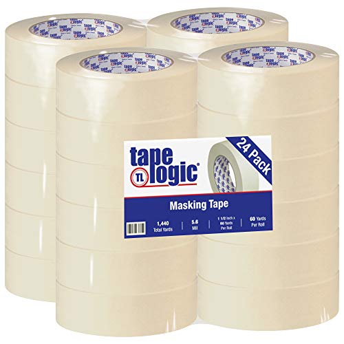 Tape Logic 2400 Maskeleme Bandı, 5,6 Mil, 1 1/2 x 60 yds, Doğal, 24 / Kutu