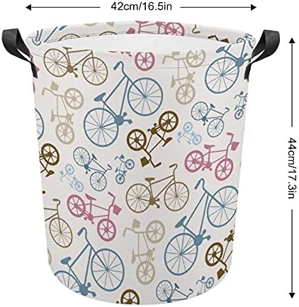 Vektör Bisiklet Doku çamaşır torbası Kolları İle Yuvarlak Sepet Su Geçirmez Depolama Sepeti Katlanabilir 16. 5x17. 3 İnç