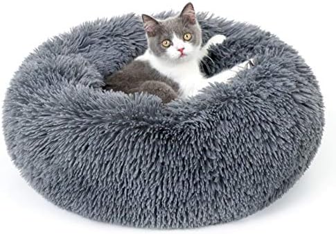 rabbıtgoo Kedi Yatak Kapalı Kediler için, kabarık Yuvarlak Kendinden ısınma Sakinleştirici Yumuşak Peluş Donut Cuddler Yastık
