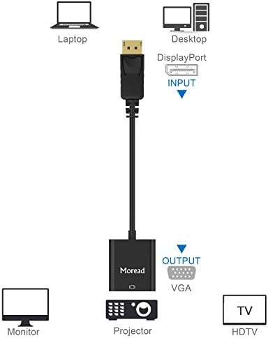 Moread DisplayPort (DP) - VGA Adaptörü, Altın Kaplama Display Port-VGA Adaptörü (Erkek-Dişi) Bilgisayar, Masaüstü, Dizüstü