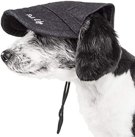 Pet Life ® 'Cap-Tivating' Uv Koruyucu Ayarlanabilir Moda Köpek Şapka Kapağı, Orta, Siyah