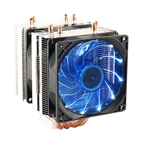 CPU Soğutucu Çift Fan PC Soğutucu, LED Fan Bilgisayar CPU Hava Soğutma Soğutucu Radyatör,Evrensel Soket Çözümü