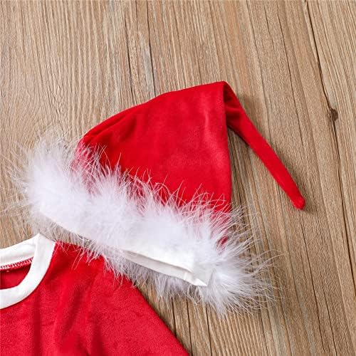BeQeuewll Toddler Bebek Kız Noel Elbise Kadife Uzun Kollu Santa Tutu Elbise ile Kemer Bebek Kız Noel Kıyafet
