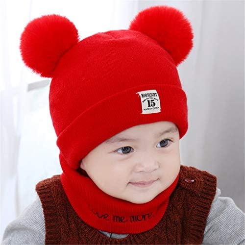 Bonvince Çocuklar Kış Şapka Beanies Caps Yumuşak Sıcak Çocuklar Kız Erkek Kulak Şapka + Eşarp Bebekler ıçin 0-12 Ay