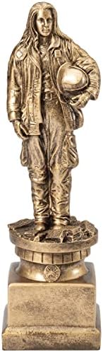 Ödüller ve Hediyeler R Us Özelleştirilebilir 13 İnç Yükseklik Antiqued Altın Kadın İtfaiyeci Figürü Trophy, Kişiselleştirme
