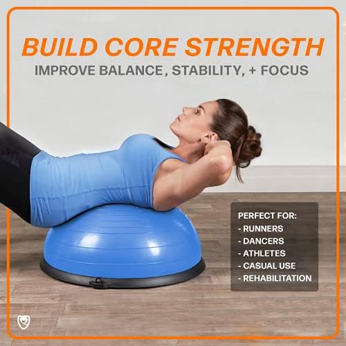 URBNFit Balance Ball - Direnç Bantları, Pompa ve Egzersiz Rehberi ile Çekirdek Stabilitesi ve Tam Vücut Antremanı için Yarım