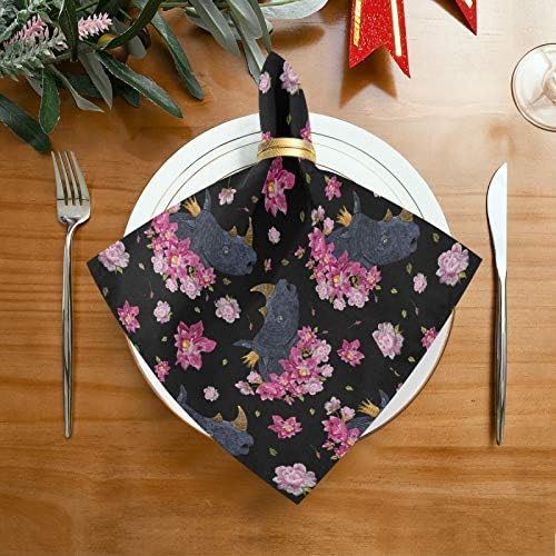 YUEND masa örtüleri Aile Ziyafetler Düğün Partiler için Restoran Baskı Renkli Çiçek Fantezi Gergedan Yemekleri Bez Peçeteler
