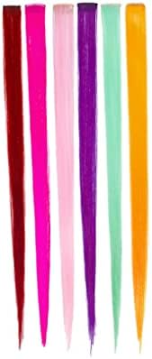 Heall Düz saç ekleme Moda Hairpieces Gökkuşağı Saç Ekleme Parti Golleri Renkli Klip Rastgele Renk 6 adet, diğer Kuaförlük Araçları