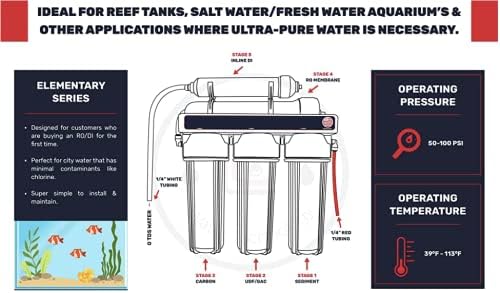 Okyanus 5 Aşamalı Ters Osmoz ve Deiyonizasyon (RODI) | Akvaryum Resif Su Filtre Sistemi - 75 GPD / Filtreli Balık Tankı için