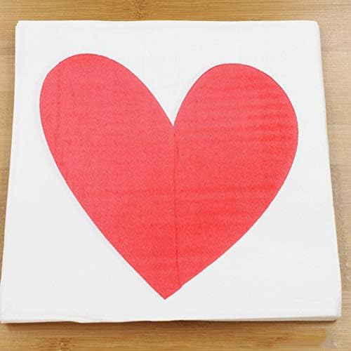 ABOOFAN 40 pcs Chic Kalp Baskılı Peçeteler sevgililer Günü kağıt havlu Yüz Doku Zarif Peçete için Parti Ziyafet Günlük Kullanım
