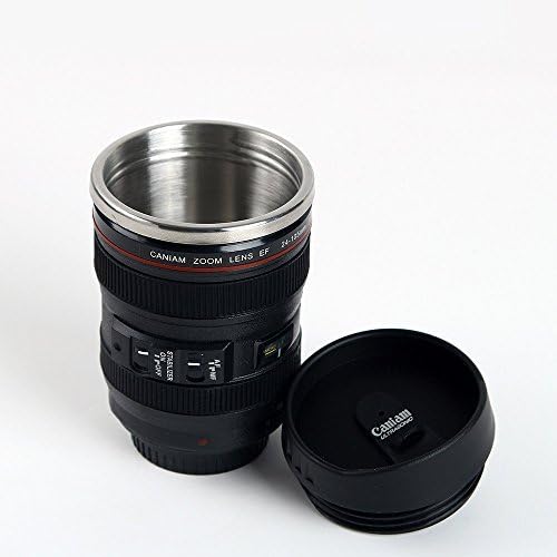 350 ml Caniam Kamera Lens Seyahat Kupa Lens Fincan Çay Kupa Siyah