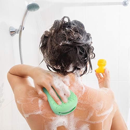 QıCheng & LYS Silikon lif kabağı için Duş Geri Fırça peeling Fırçası için Duş Vücut Scrubber Erkekler ve Kadınlar için.BPA