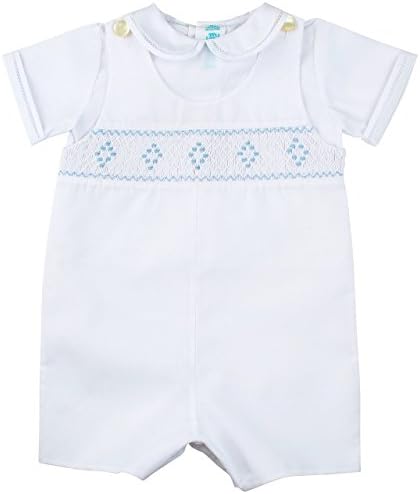 Feltman Brothers Erkek Bebek Beyaz ve Mavi Önlüklü Kısa Tişörtlü Kıyafet
