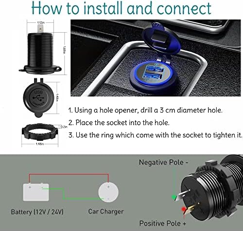 12 V USB Çıkışı, hızlı Şarj 3.0 Çift USB araba soketi Dokunmatik Anahtarı ile 36 W 12 V / 24 V Hızlı Şarj için Kamyon Motosiklet