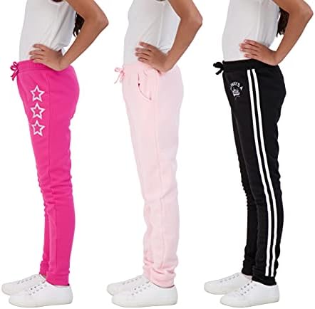 Yıldız Binmek Kızlar 3-Pack Polar Aktif Jogger Sweatpants Çocuk Giysileri için Atletik Moda ve Gündelik Giyim