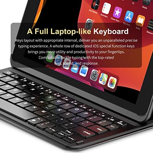 INFİLAND iPad 10.2 2020 Klavye Kılıf, Bluetooth Klavye ile Muilti-Açı Folio Kılıf (7 Renk Arka Işık) iPad 7th / 8th Nesil 10.2