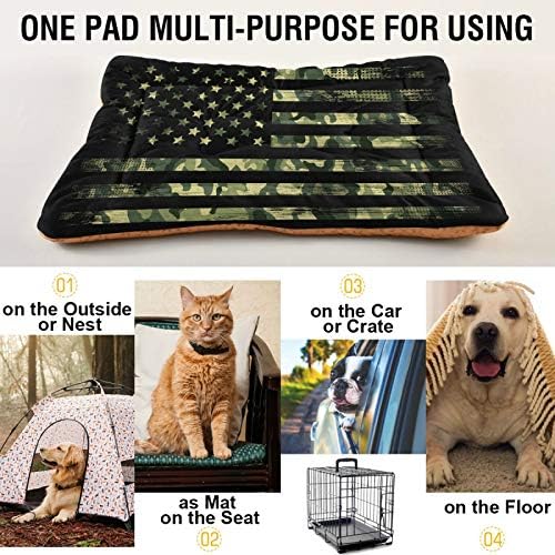 KEEPREAL Amerikan Bayrağı Kamuflaj köpek yatağı kedi yatağı, dikdörtgen Rahat Pet Yatak, ultra Yumuşak Sakinleştirici köpek