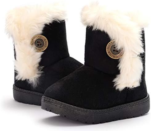 DADAWEN bebeğin kız erkek sevimli düz ayakkabı düğmesi kış sıcak kar botları