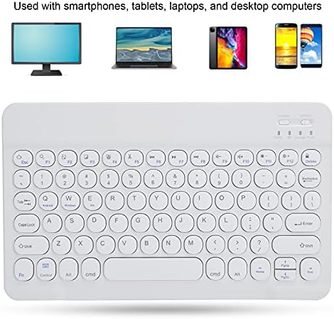 Bilgisayar Klavyesi, Tablet için Akıllı Telefon için Su Geçirmez Kablosuz Klavye(Beyaz)