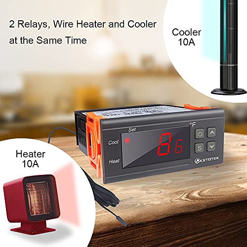 KETOTEK Dijital sıcaklık AC110V Denetleyici Fahrenheit termostat ile 2 m su geçirmez sensör ısıtıcı dondurucu sıcaklık kontrol