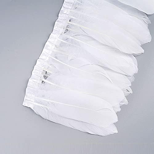 10 Metre Doğal Beyaz El Sanatları Tüyler Trim Oya Plume Dikiş Giyim DIY Düğün Kaz Tüyü Parti Decoratione 15-20 cm-6 Metre -