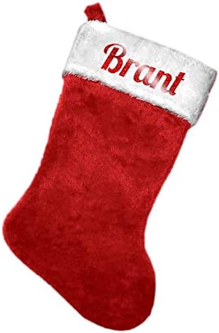 Brant Kırmızı Glitter Peluş Noel Tatili Çorap, 8.5 inç. x 18 inç.
