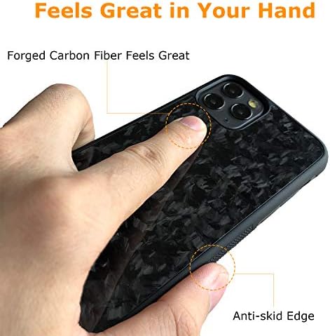 Molzar Grip Serisi iPhone 11 Pro Kılıf, Gerçek Dövme Karbon Fiber, Manyetik Montaj için Dahili Metal Plaka, Kablosuz Şarj Desteği,
